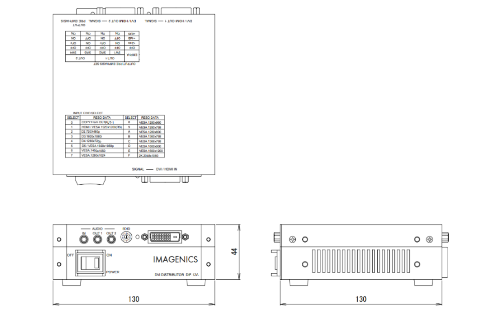 IMAGENICS DVI分配器（DIF-12A）