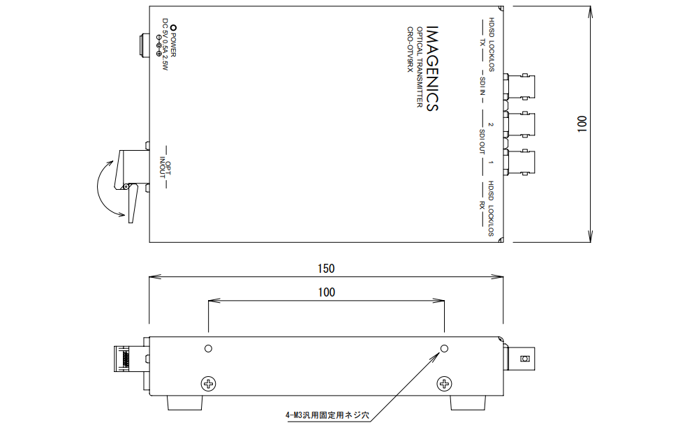 IMAGENICS 双方向SDI対応受信器（CRO-OTV9RX）