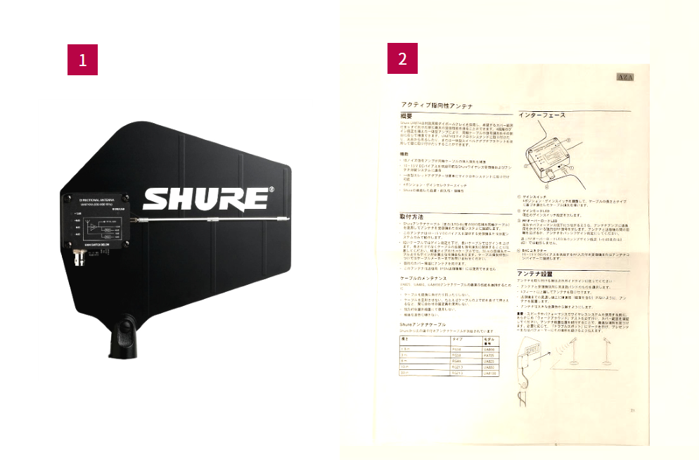 SHURE 1.2GHz帯アクティブ指向性アンテナ（UA874Z16）2個1組