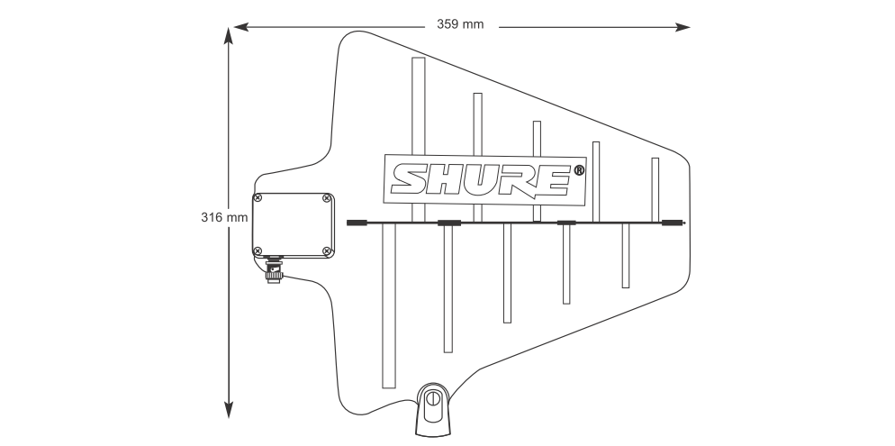 SHURE B帯アクティブ指向性アンテナ（UA874WB）*2個1組